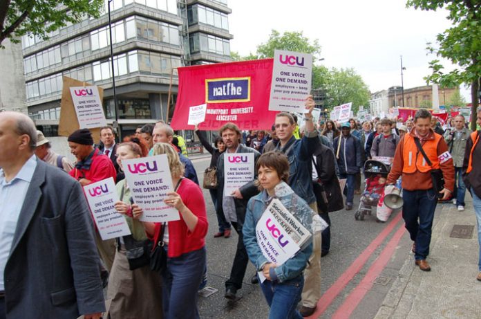 A section of the 5,000-strong march on June 1st when lecturers’ leaders pledged they would carry on with the exams boycott and fight for a decent offer from the employers