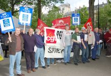 Workers from the Ryton factory joined French Peugeot workers to lobby the company shareholders’ AGM in Paris last month