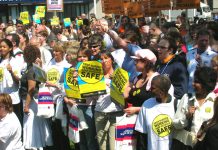 RCN yesterday condemned the privatisation of primary care. Nurses demonstrate to defend the NHS