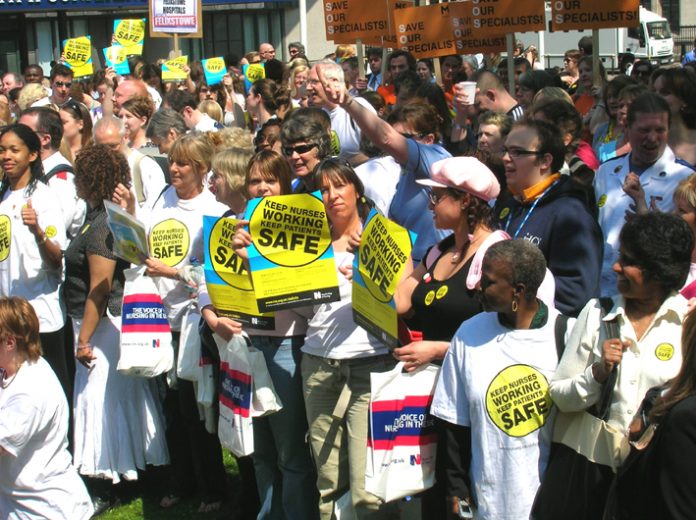 RCN yesterday condemned the privatisation of primary care. Nurses demonstrate to defend the NHS