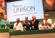 Thabitha Khumalo receiving huge support from UNISON Conference after bringing fraternal greetings from Zimbabwe