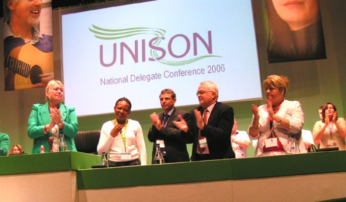 Thabitha Khumalo receiving huge support from UNISON Conference after bringing fraternal greetings from Zimbabwe
