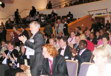 Delegates at the BMA Annual meeting – they voted against privatisation of the NHS and condemned their leadership for not fighting it