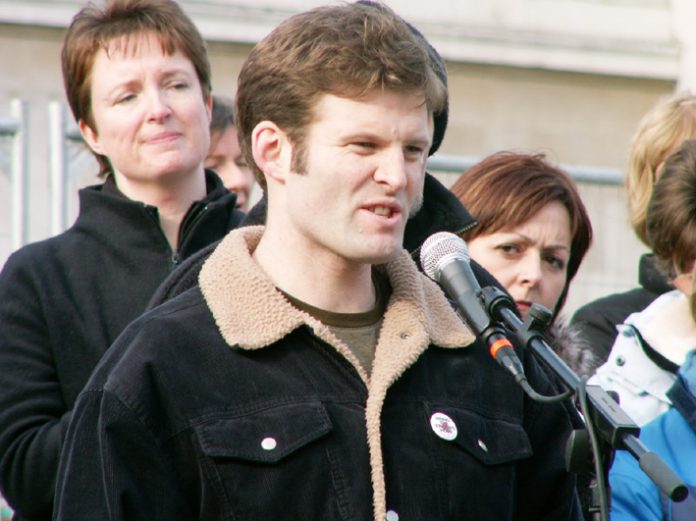 BEN GRIFFIN, an SAS trooper who refused to serve in Iraq addresses rally on the third anniversary of the attack on Iraq