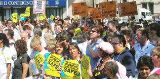 Nurses rally in central London on May 11 against cuts