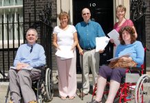 Members of the MS Nurses campaign delivered their petition against cuts to Downing Street yesterday