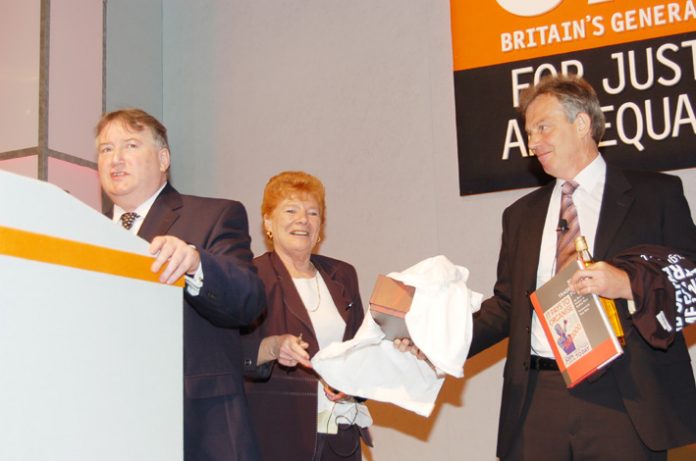 Weary looking Blair came under fire at GMB conference