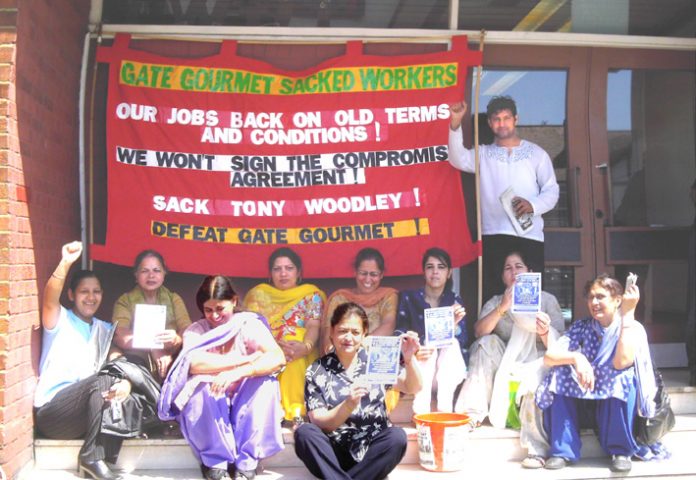 Gate Gourmet locked-out workers outside Hillingdon T&G office yesterday are insisting that their union leaders pay their hardship money