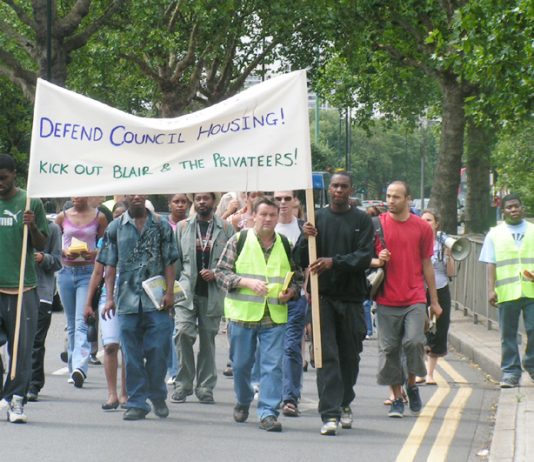 The head of yesterday’s march of more than 100 youth and tenants through the Aylesbury estate in south London