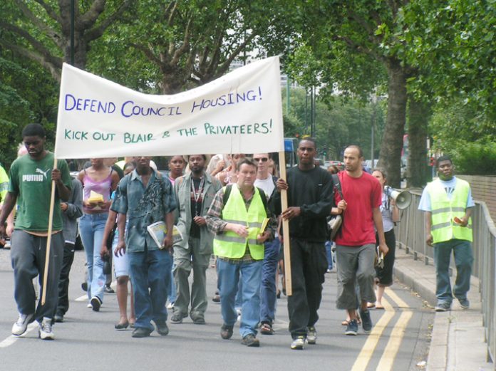 The head of yesterday’s march of more than 100 youth and tenants through the Aylesbury estate in south London