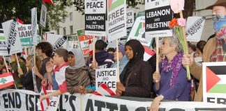 A section of Friday evening’s picket outside Downing Street