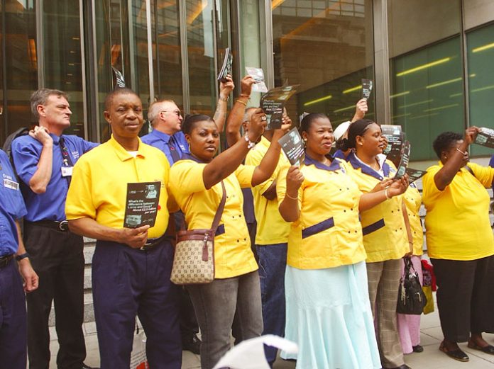 Whipps Cross strikers took their campaign to Rentokil head office in Victoria, central London, yesterday