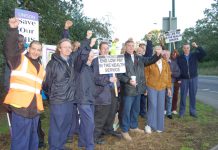 Whipps Cross Hospital strikers on the picket line last Wednesday determined to win their pay dispute