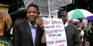 Up to 200 people took part in yesterday’s picket of the Zimbabwe embassy despite rain