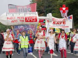 The front of the 5,000-strong march on September 23 in Nottingham to defend the NHS