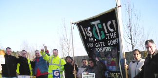Heathrow Terminal 5 building workers on strike last January supported by locked-out Gate Gourmet workers