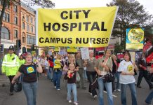 Nurses marching in Nottingham last month demanding no cuts to the NHS