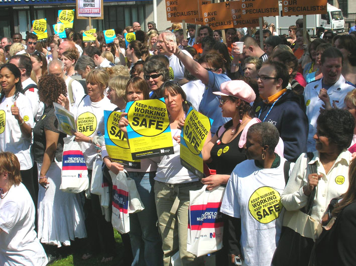 RCN members rallying in central London in May against all cuts to the NHS