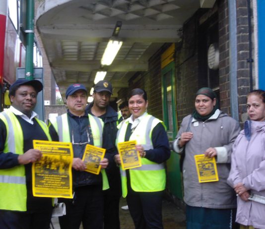 Gate Gourmet locked-out workers campaigning at Hounslow bus garage yesterday where they received lots of support