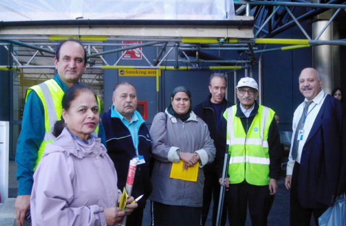 Gate Gourmet locked-out workers campaigning at Heathrow airport yesterday