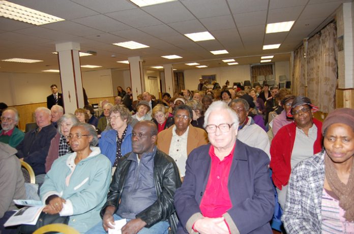 The audience at last Thursday night’s Save Whipp’s Cross Hospital meeting