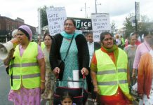 Gate Gourmet sacked workers marching through Southall on August 20 this year to mark the first yearof their struggle. Now they are campaigning for a successful rally this Sunday on the eve of their employment tribunal