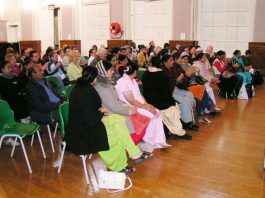 A section of the 200-strong meeting in support of the locked-out Gate Gourmet workers on the eve of their initial Employment Tribunal hearing