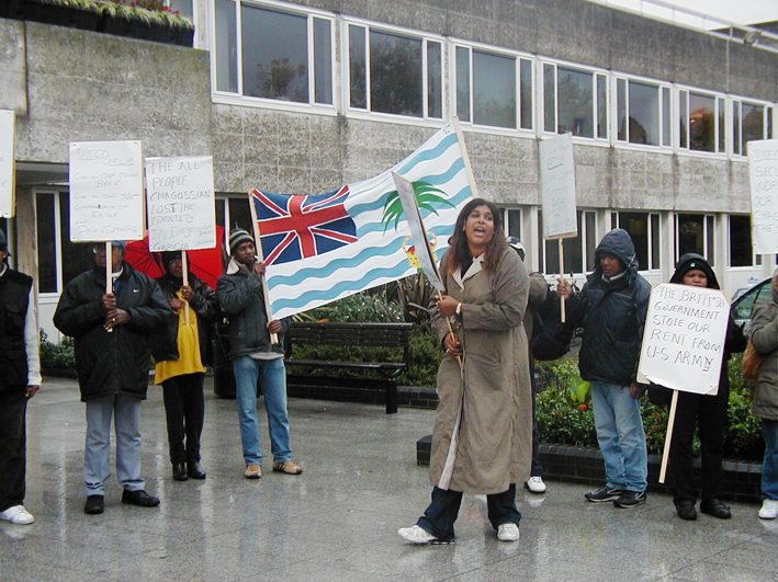 ‘Free us from private landlords’ shouted Chagos Islanders outside Crawley Town Hall yesterday
