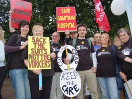 Campaigners determined to keep Grantham Hospital open on the march in Nottingham on September 23rd