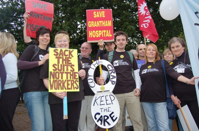 Campaigners determined to keep Grantham Hospital open on the march in Nottingham on September 23rd