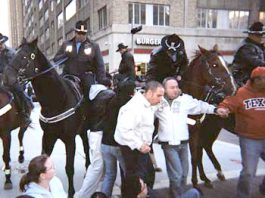 ‘The eyes of the nation are on Houston!’ Last Thursday’s peaceful protest by Houston janitors being broken up by mounted police, injuring five protestors
