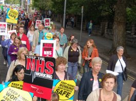 A section of the 5,000-strong march through Nottingham on September 23 demanding no cuts in the NHS