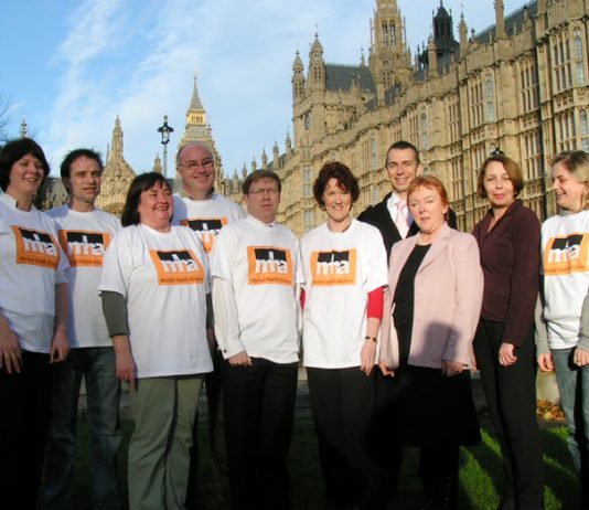 Mental Health Alliance lobbyists outside parliament on Tuesday