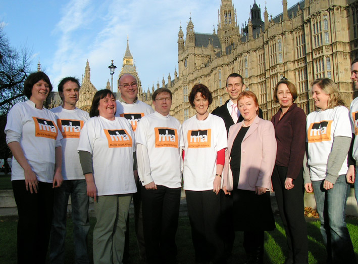Mental Health Alliance lobbyists outside parliament on Tuesday