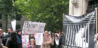 Demonstration in London against the extradition of Babar Ahmad to the US