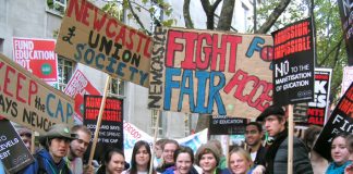 Students marching in London on October 29  demand the abolition of fees