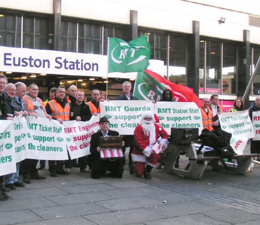 Yesterday morning’s demonstration outside the headquarters of Network Rail at Euston