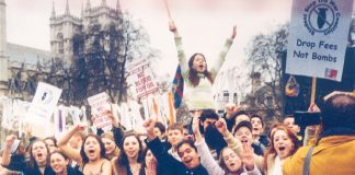 On 17th March 2003 thousands of youth left their classes to demonstrate outside Parliament against the imminent invasion of Iraq
