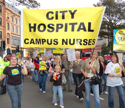 Nurses determined to save their hospital marching in Nottingham last September