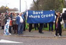 A midday vigil at Whipps Cross Hospital yesterday  campaigning against all cuts and closures in the NHS