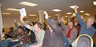 Delegates voted unanimously for the resolution at the first meeting of the North East London Council of Action