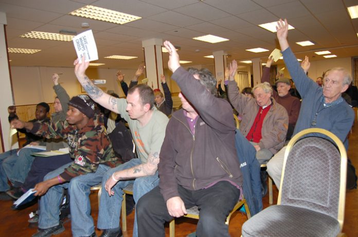 Delegates voted unanimously for the resolution at the first meeting of the North East London Council of Action