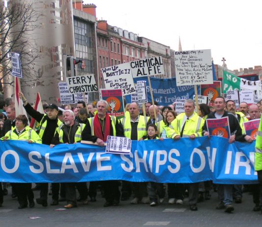 100,000-strong demonstration through Dublin on December 12 2005 in support of the Irish Ferries workers’ occupation