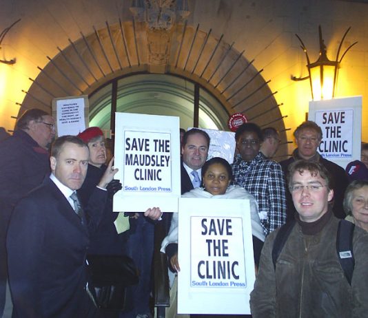 Demonstrators on the steps of Peckham Town Hall on Wednesday night said there was mass support across the community to keep Maudsley Emergency Clinic open