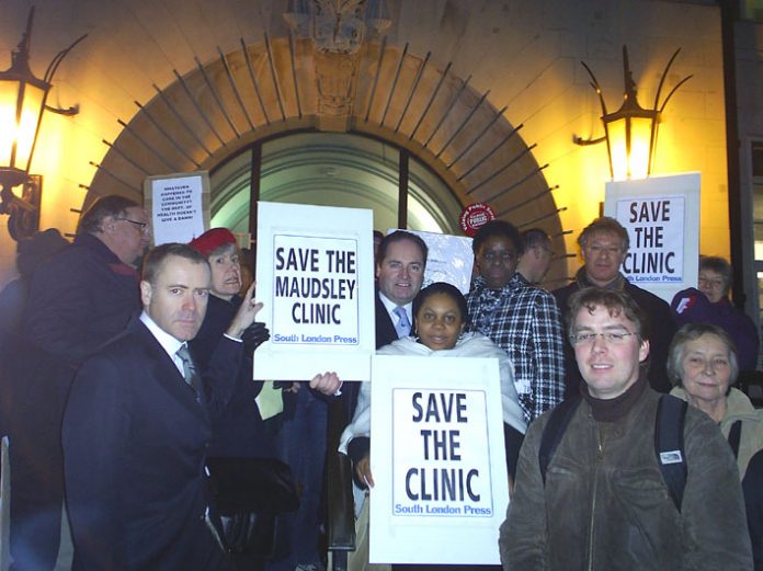 Demonstrators on the steps of Peckham Town Hall on Wednesday night said there was mass support across the community to keep Maudsley Emergency Clinic open