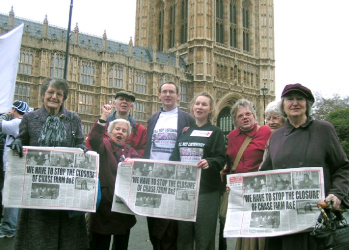 Save Chase Farm campaigners join workers from around the country to lobby MPs against hospital closures