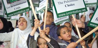 Palestinian children on a demonstration in London last May demanding the right of return for all Palestinian refugees