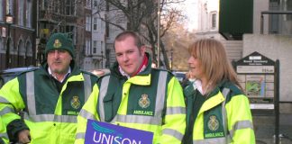 Ambulance staff were among the many health workers lobbying MPs to defend public services last month