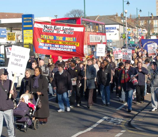 Many marchers joined in with North East London Council of Action delegation’s demand ‘Defend our hospitals – occupy now!’