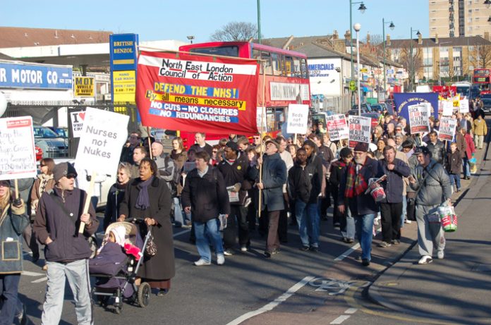 Many marchers joined in with North East London Council of Action delegation’s demand ‘Defend our hospitals – occupy now!’